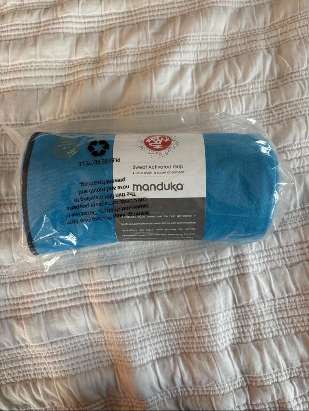 manduka Bright Blue Sweat Activated Grip Towel